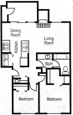 2/1 853sf A301 floor plan